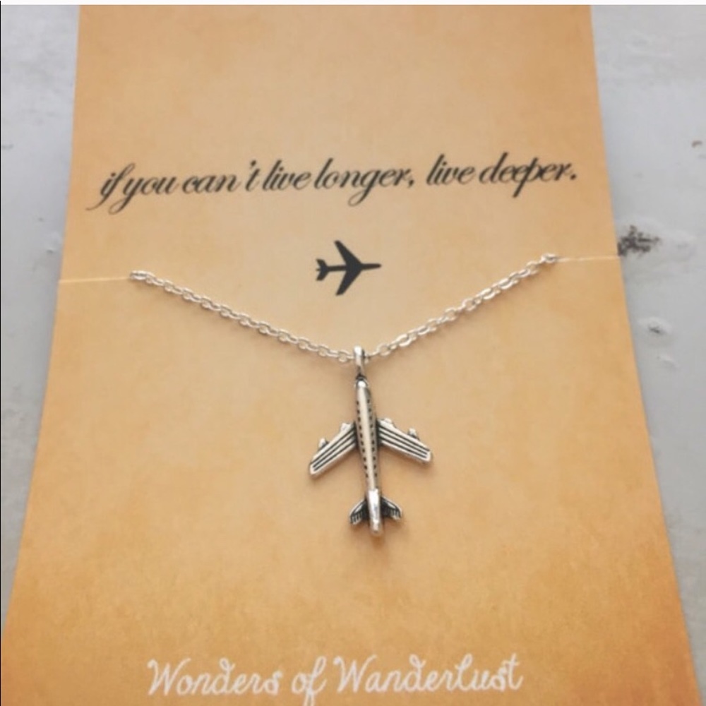 Wanderlust airplane travel plane charm necklace